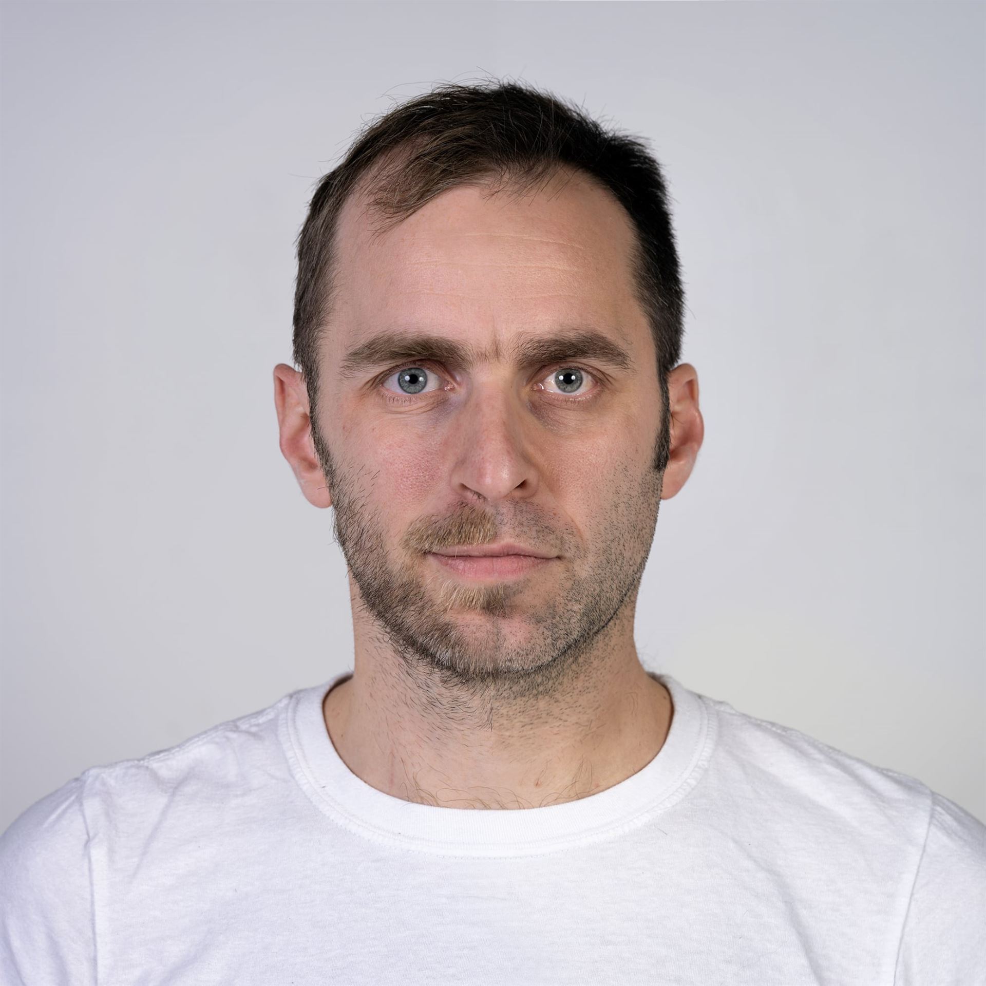 A spliced photographic portrait of two family members