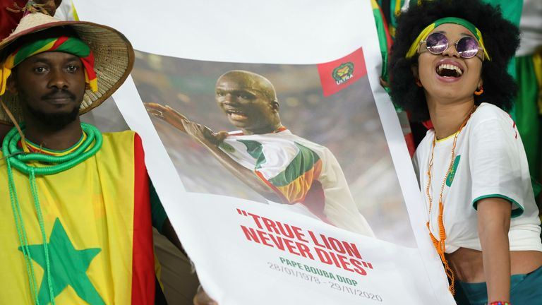 Senegal fans pay tribute to the late Papa Bouba Diop